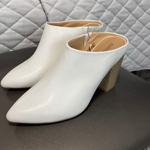 From Express white never worn mules